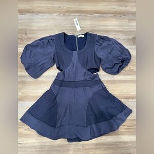 NWT Jonathan Simkhai Journey Cutout Jacquard Mini Dress in navy blue size 6